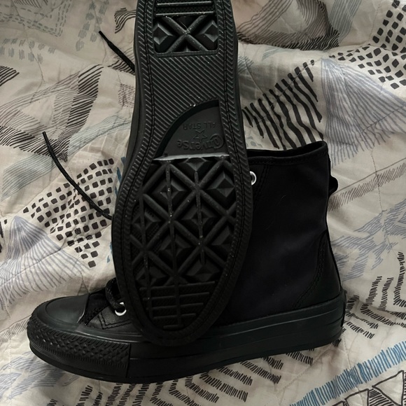 Womens size 7, Mens size 5 never worn blacked out converse sneakers. - Picture 2 of 3